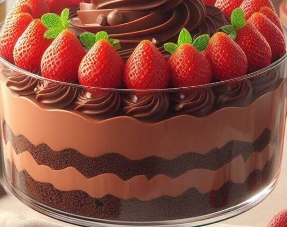 Pavê de morango com chocolate